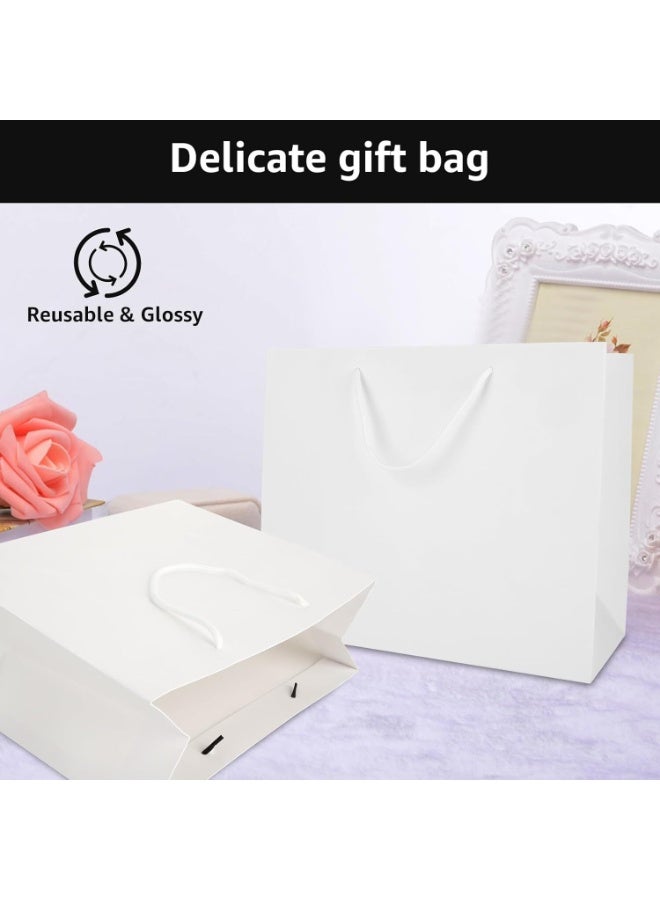 FAYET 10 Pcs White Gift Bags with Handles, Durable Paper Bags for Retail, Shopping, Birthday, Wedding Parties, and DIY Customization（44x12x32CM） - Image 4